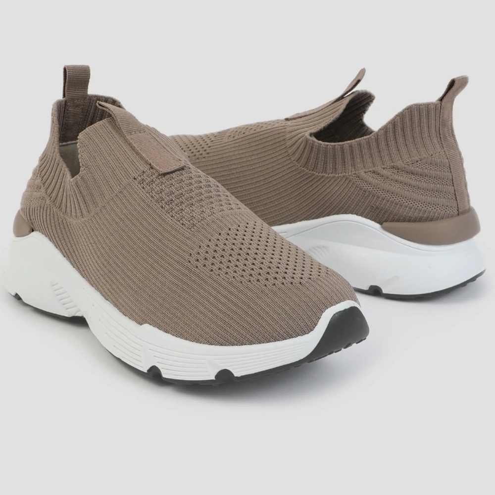 Beige/Taupe Knit Slip-On Sneakers - Picture 4 of 5